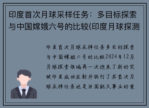 印度首次月球采样任务：多目标探索与中国嫦娥六号的比较(印度月球探测器名字来历)